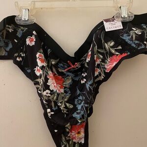 Cacique Black Floral Thong